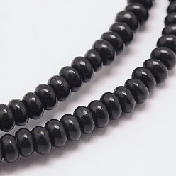 Black Dyed Synthetical Turquoise Rondelle Bead Strand, Black, 6x4mm, Hole: 1mm, about 95pcs/srtand, 15.7 inch
