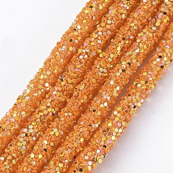 Оранжевый Экологически чистый трубчатый шнур из синтетического каучука из ПВХ, полая труба, с блестка, оранжевые, 5 мм, отверстие : 2 мм
