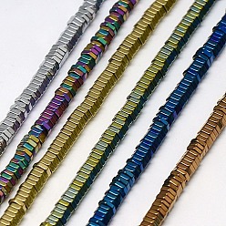 Mixed Color Electroplate Non-magnetic Synthetic Hematite Beads Strands, Hexagon, Grade A, Mixed Color, 4x1mm, Hole: 1mm, about 400pcs/strand, 16 inch