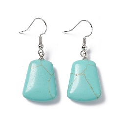 Synthetic Turquoise Synthetic Turquoise Trapezoid Dangle Earrings, Platinum Brass Jewelry for Women, 41mm, Pin: 0.7mm