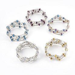 Mixed Color Electroplate Glass Wrap Bracelets, 5-Loop, with Metal Findings, Mixed Color, 2-1/8 inch(5.3cm)
