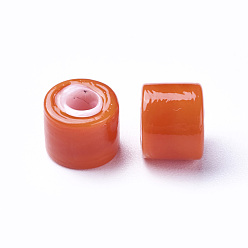 Orange Handmade Lampwork Beads, Column, Orange, 7.5~8x6~6.5mm, Hole: 3mm