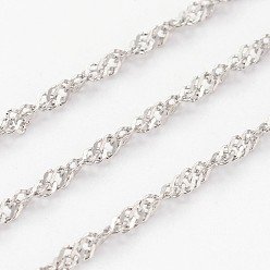 Stainless Steel Color 304 Stainless Steel Singapore Chains, Water Wave Chains, Soldered, with Spool, Faceted, Stainless Steel Color, 2mm, about 32.8 Feet(10m)/roll