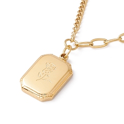 Oro Collar con colgante de octágono con etiqueta de rosa, palabra donde está el amor chapado en iones (ip) 304 joyas de acero inoxidable para mujeres, dorado, 16.42 pulgada (41.7 cm)
