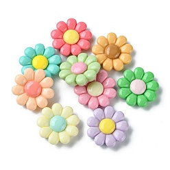 Color mezclado Cabuchones de resina opacos, flor, color mezclado, 6.5x26 mm
