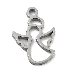 Stainless Steel Color Laser Cut 304 Stainless Steel Charms, Angel Charms, Stainless Steel Color, 11x8x1mm, Hole: 1.2mm