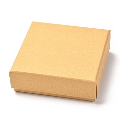Золотистый Квадратная бумажная коробка, крышка с защелкой, с губчатым ковриком, коробка ювелирных изделий, золотые, 11.2x11.2x3.9 см, Внутренние размеры: 103x103 mm