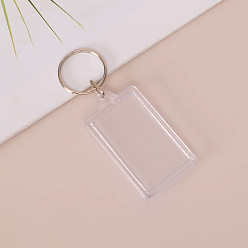 Rectangle Clear Photo Frame Blank Acrylic Keychains, with Split Key Rings, Rectangle, 5.2x3.2cm