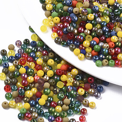 Mixed Color Glass Beads, Mixed Style, Round, Mixed Color, 4x3mm, Hole: 1mm, about 4500pcs/bag
