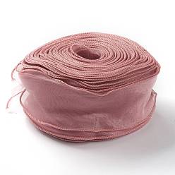 Rouge Violet Pâle Ruban d'organza, ruban en mousseline de soie transparente, pour l'emballage de colis, fabrication d'accessoires de pinces à cheveux, rouge violet pâle, 2-1/8 pouces (55 mm), environ 37.18~38.28 yards (34~35m)/sac