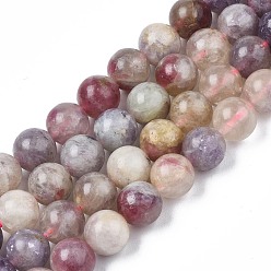 Tourmaline Natural Purple Red Tourmaline  Beads Strands, Round, 8mm, Hole: 1mm, about 50pcs/Strand, 15.47 inch(39.3cm)
