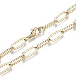 Mate Dorado Color Cadenas de clip de latón, Elaboración de collar de cadenas de cable alargadas dibujadas, con cierre de langosta, color dorado mate, 24.4 pulgada (62 cm) de largo, link: 14x5.5 mm, anillo de salto: 5x1 mm