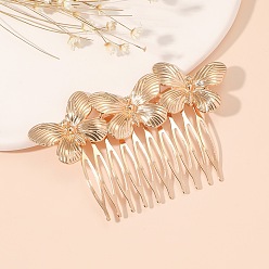 Oro Peines de aleación, accesorios para el cabello para mujeres niñas, mariposa, dorado, 83x54 mm