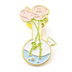 Misty Rose Flask Enamel Pins, Science Lab Themed Alloy Badge, Golden, Misty Rose, 29.5x17x2mm