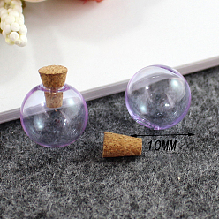 Púrpura Media Botellas de vidrio en miniatura, con tapones de corcho, botellas vacías de deseos, para accesorios de casa de muñecas, producir joyería, rondo, púrpura medio, 10 mm