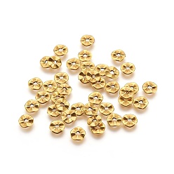 Oro Antiguo Tibetano estilo ondulado spacer perlas, sin plomo y cadmio, girar redondo y plano, oro antiguo, 7x1 mm, agujero: 1 mm