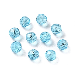 Bleu Ciel Verre imitation perles de cristal autrichien, facette, ronde, bleu ciel, 6mm, Trou: 1mm