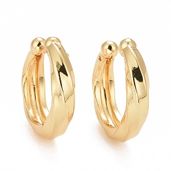Real 18K Gold Plated Rack Plating Brass Chunky Cuff Earrings for Women, Cadmium Free & Lead Free, Real 18K Gold Plated, 18.5x19x4.5mm, Inner Diameter: 13.5mm