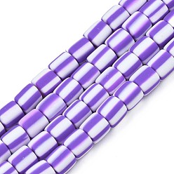 Púrpura Media Polímeros hechos a mano hebras de perlas de arcilla, columna, púrpura medio, 6x6 mm, agujero: 1.5 mm, sobre 63 unidades / cadena, 15.55 pulgada ~ 15.94 pulgada (39.5~40.5 cm)