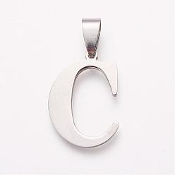 Letter C 304 Stainless Steel Pendants, Letter.C, 26.5x23x1mm, Hole: 4x8.5mm