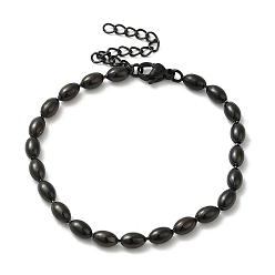 Bronze Placage ionique (ip) 304 bracelets à chaîne à billes ovales en acier inoxydable pour femmes, gris anthracite, 6-3/4 pouce (17 cm)