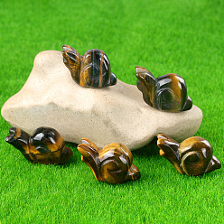 Tiger Eye Natural Tiger Eye Carved Healing Snail Figurines, Reiki Energy Stone Display Decorations, 18x24~28x14mm