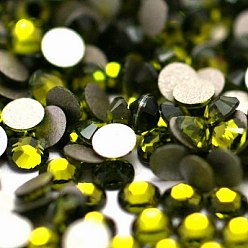 Olivine Glass Flat Back Rhinestone, Grade A, Back Plated, Faceted, Half Round, Olivine, 3.8~4mm, about 1440pcs/bag