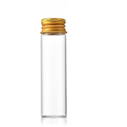 Clear Glass Bottles Bead Containers, Screw Top Bead Storage Tubes with Golden Plated Aluminum Cap, Column, Clear, 2.2x8cm, Capacity: 20ml(0.68fl. oz)