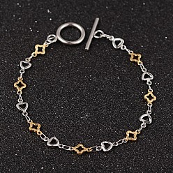 Golden & Stainless Steel Color 304 Stainless Steel Bracelets, with OT Clasps, Golden & Stainless Steel Color, 7-5/8 inch(195mm), 5.5x1.8mm