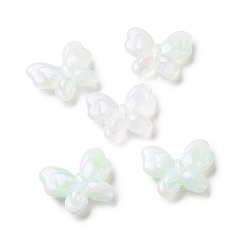 Honeydew Opaque Acrylic Beads, Glitter Beads, Butterfly, Honeydew, 17x20x5.5mm, Hole: 1.6mm, about 415pcs/500g
