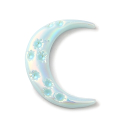 Pale Turquoise Opaque Resin Cabochons, AB Color Plated, Moon, Pale Turquoise, 33x25x4mm