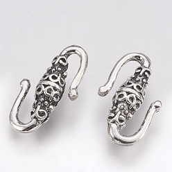 Antique Silver Tibetan Style Alloy Hook and S-Hook Clasps, Cadmium Free & Lead Free, Antique Silver, 23x13x5.5mm, about 450pcs/1000g