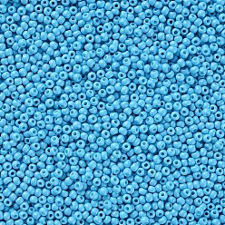 Sky Blue 11/0 Grade A Round Glass Seed Beads, Baking Paint, Sky Blue, 2.3x1.5mm, Hole: 1mm, about 48500pcs/pound