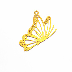 Golden Brass Open Back Bezel Pendants, For DIY UV Resin, Epoxy Resin, Pressed Flower Jewelry, Butterfly, Golden, 28x20mm