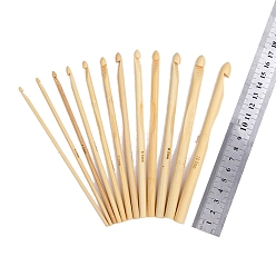 Blanched Almond 12Pcs Carbonized Bamboo Knitting Needles, Crochet Hooks, for Braiding Crochet Sewing Tools, Blanched Almond, 150mm