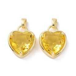 Gold Glass Pendants, with Golden Plated Brass Findings, Cadmium Free & Lead Free, Heart, Gold, 18x14.5x8mm, Hole: 4x6mm