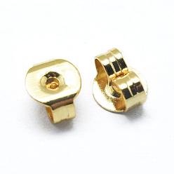 Golden Brass Ear Nuts, Friction Earring Backs for Stud Earrings, Golden, 5x4x2.5mm, Hole: 0.8mm