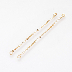 Real 18K Gold Plated Brass Chain Links connectors, Nickel Free, Real 18K Gold Plated, 46x3x1mm, Hole: 1.5mm