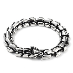 Couleur Acier Inoxydable 304 bracelets de chaîne à maillons de dragon viking en acier inoxydable pour hommes, style hip-hop de la mode, couleur inox, 9-1/4 pouce (23.5 cm)