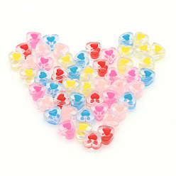 Mixed Color Transparent Acrylic Enamel Beads, Heart, Mixed Color, 18x10mm, Hole: 2.5mm, about 500g/bag