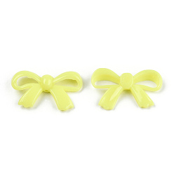 Yellow Opaque Acrylic Beads, Bowknot, Yellow, 18x30x5.5mm, Hole: 1.6mm, about 600pcs/500g