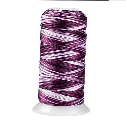 Purple Segment Dyed Round Polyester Sewing Thread, for Hand & Machine Sewing, Tassel Embroidery, Purple, 3-Ply 0.2mm, about 1000m/roll