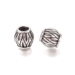 Antique Silver 304 Stainless Steel European Beads, Large Hole Beads, Barrel, Antique Silver, 10.5x10.5mm, Hole: 5mm