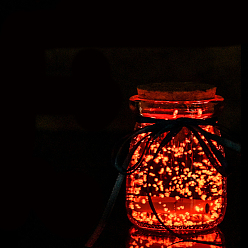 Красный Светящаяся стеклянная бутылка желаний с лентой произвольного цвета, светится в темноте, Звездное небо оригами звезда баночка дрейфующая бутылка для декора спальни подарок настольные украшения, красные, 53x75 мм