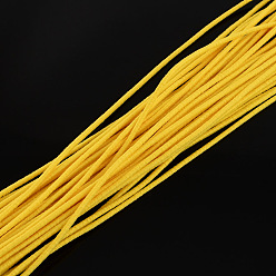 Gold Elastic Cord, with Fibre Outside and Rubber Inside, Gold, 2mm, about 109.36 yards(100m)/bundle