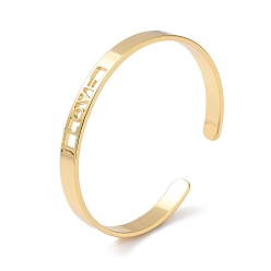 Золотой Латунные браслеты с открытыми манжетами для женщин, браслет с пустым словом, золотые, внутренний диаметр: 2-1/8 дюйм (5.45 см)
