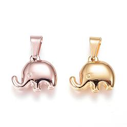 Mixed Color 304 Stainless Steel Charms, Elephant, Mixed Color, 17x20x5mm, Hole: 7x3.5mm