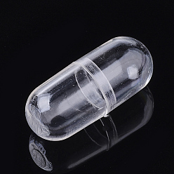 Clear Openable Plastic Bead Containers, Capsule Shaped Container, Clear, 24x10.5mm, Inner Diameter: 8.5mm, Capacity: 1ml(0.03 fl. oz)