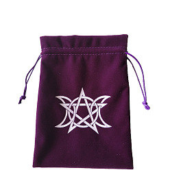 Estrella Bolsas de almacenamiento de cartas de tarot de terciopelo, soporte de almacenamiento de escritorio de tarot, púrpura, patrón de estrella, 18x13 cm