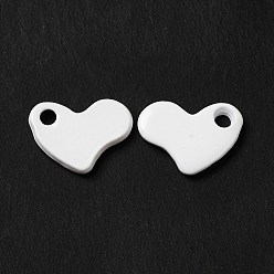 White Spray Painted 201 Stainless Steel Charms, Heart Charm, White, 8.5x11.5x1.5mm, Hole: 2mm